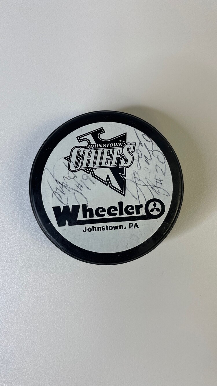 Johnstown Chiefs Autographed Hockey Puck with Player Signatures